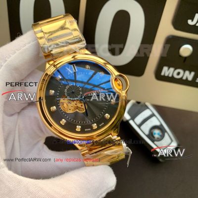 Perfect Replica Best Quality 45mm Gold Stainless Steel Band Watch For Men